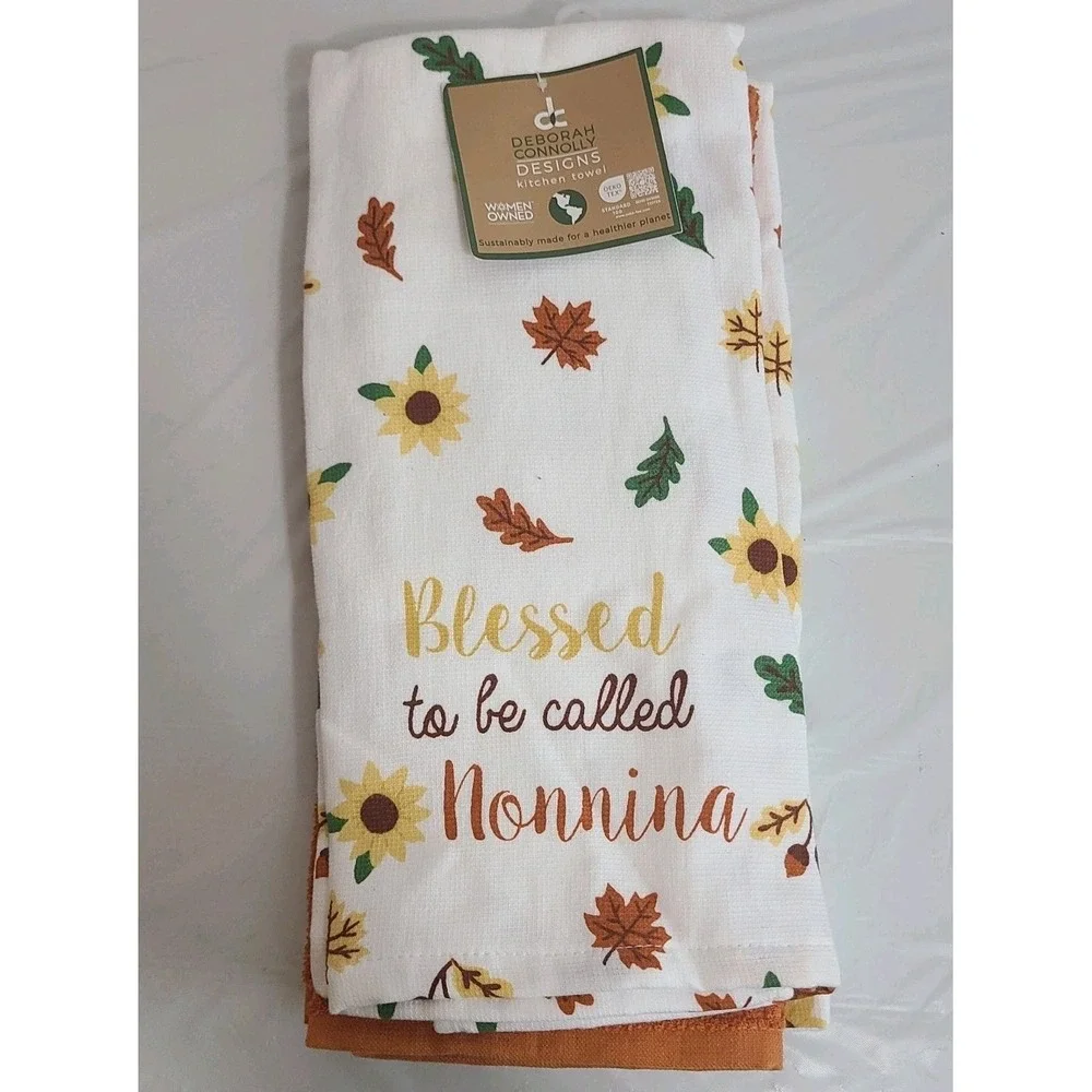 NWT Deborah Connolly Set/3 Kitchen Towels  Thanksgiving Blessed To Be Nonnina